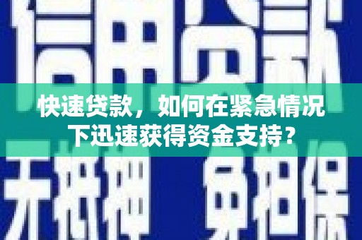 下陆快速贷款，如何在紧急情况下迅速获得资金支持？