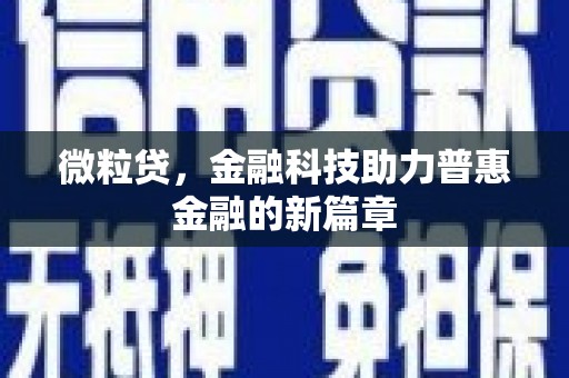 下陆微粒贷，金融科技助力普惠金融的新篇章